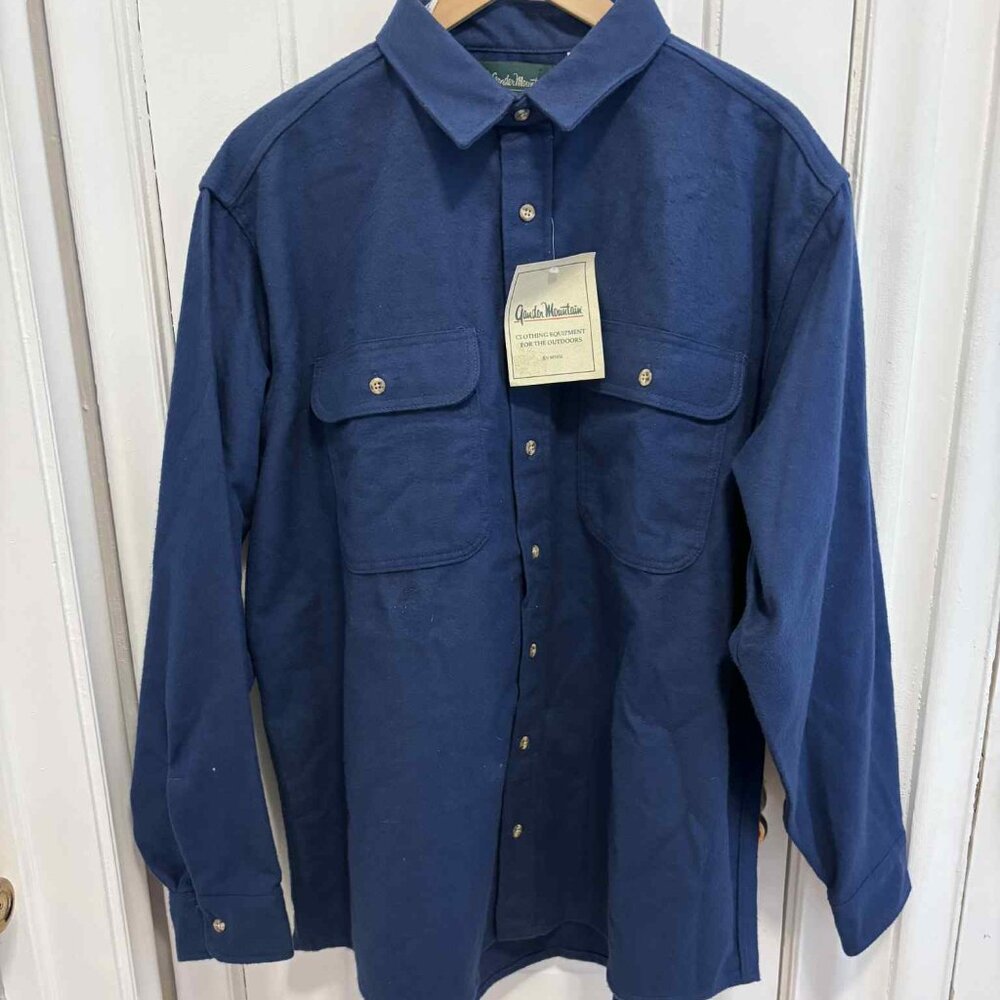 Gander Mtn Shirt Mens 2 XL Navy/Royal Blue Chamois Flannel Button Up Work